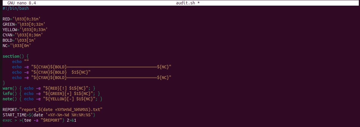Bash scripting - system audit automation