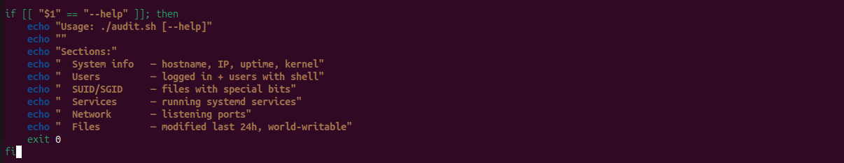 Bash scripting - system audit automation